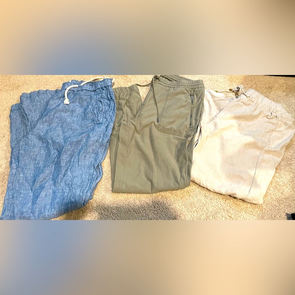 Used lot of 3 linen/linen-like pants